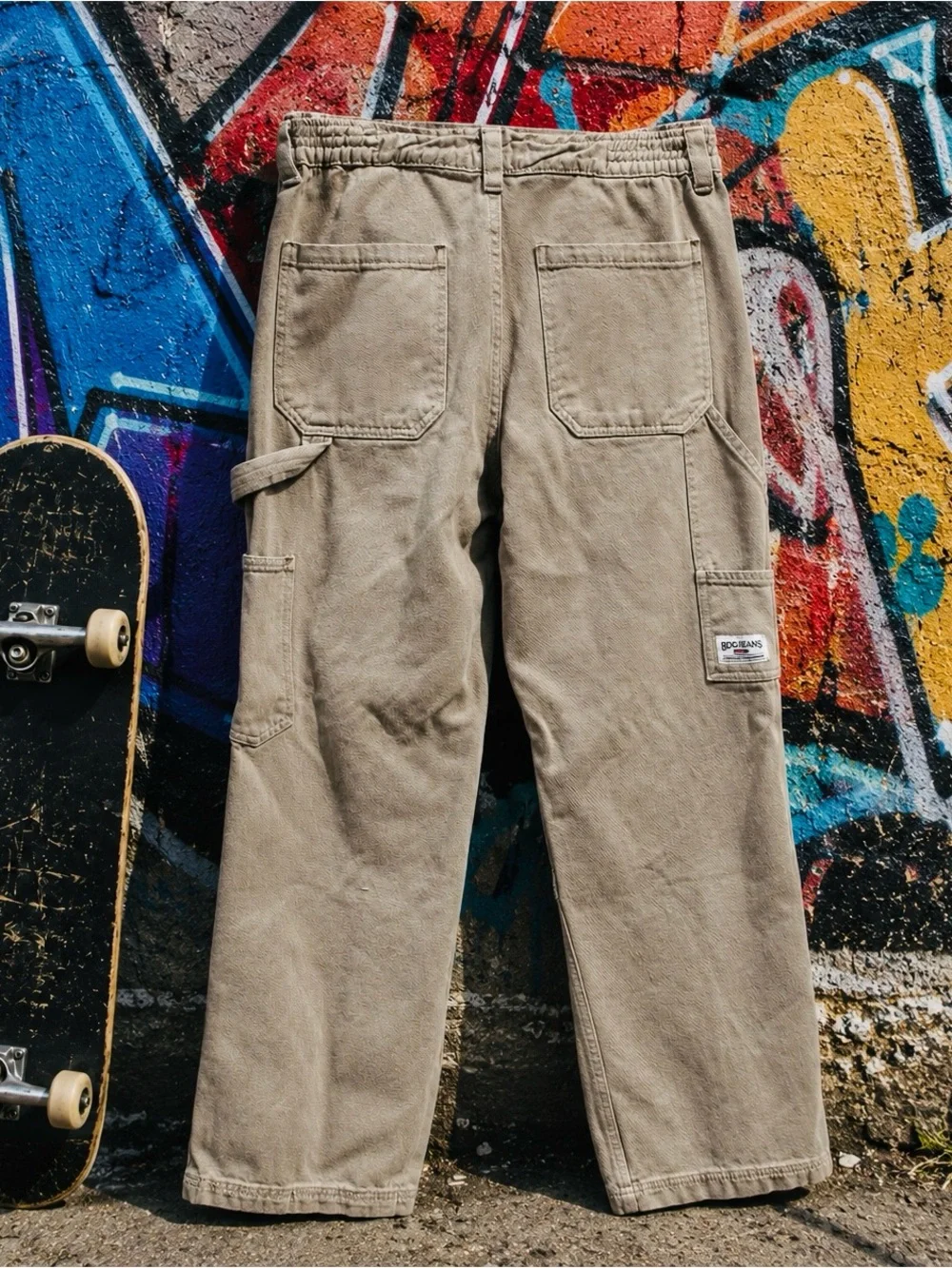 BDG Urban Outfitters Skate Utility Carpenter Pants Khaki 100% Cotton 32x28 - Picture 2 of 11